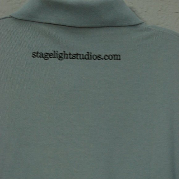 Mens Blue Polo Golf Logo'd Shirt XL Cotton Pole Dancer Collared 1/4 button front - Picture 10 of 15